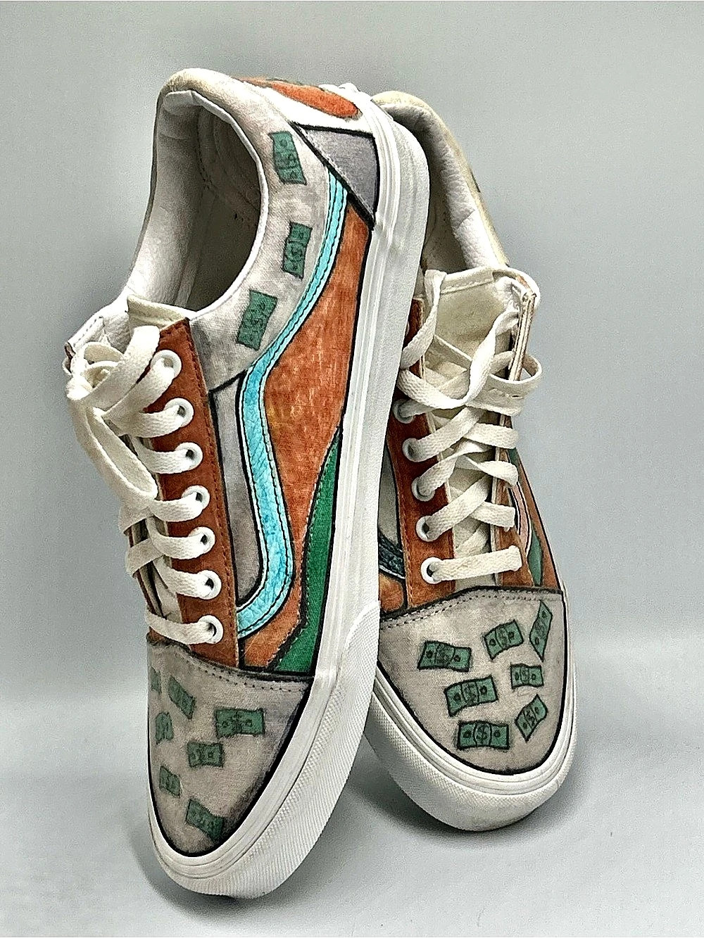 Funny Vans Old Skool Custom Men's Sneakers US 10 Cash Flow Money Bags 💰